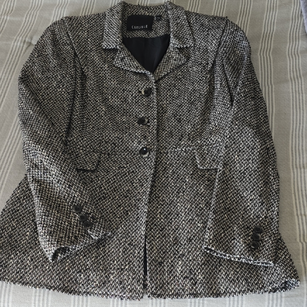 Carlisle Women's Tweed Black and Gray Blazer, Sz 4